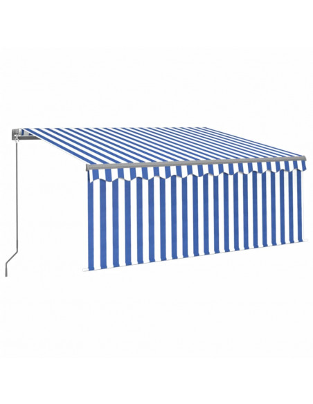 Tenda Sole Retrattile Manuale con Parasole 3,5x2,5 m Blu Bianco