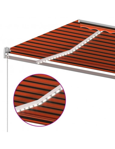 Tenda da Sole Retrattile Manuale LED 450x300 cm Arancio Marrone