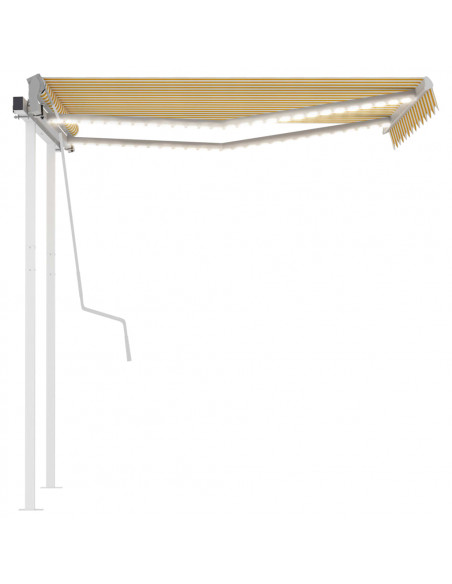 Tenda da Sole Retrattile Manuale con LED 3,5x2,5m Gialla Bianca