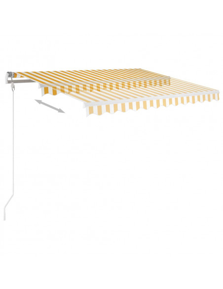 Tenda da Sole Retrattile Manuale con LED 3,5x2,5m Gialla Bianca