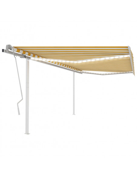 Tenda da Sole Retrattile Manuale LED 4,5x3 m Gialla Bianca