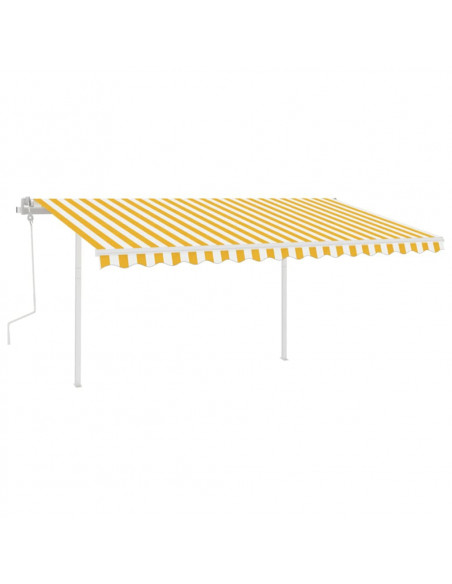 Tenda da Sole Retrattile Manuale LED 4,5x3 m Gialla Bianca