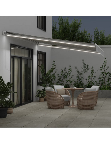 Tenda da Sole Retrattile Manuale con LED Antracite e Bianco