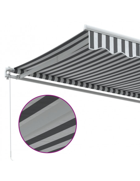 Tenda da Sole Retrattile Manuale Antracite e Bianco 500x350 cm