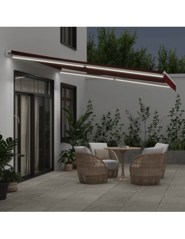 Tenda da Sole Retrattile Manuale con LED Bordò 400x350 cm