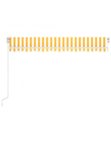 Tenda da Sole Retrattile Manuale e LED 450x300 cm Gialla Bianca