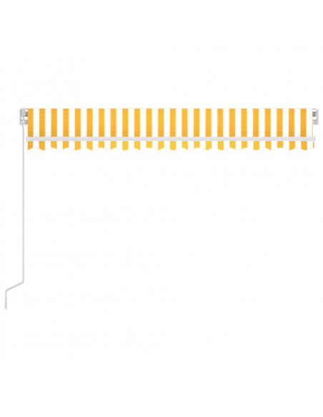 Tenda da Sole Retrattile Manuale e LED 450x300 cm Gialla Bianca