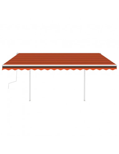 Tenda da Sole Retrattile Manuale LED 4,5x3 m Arancione Marrone