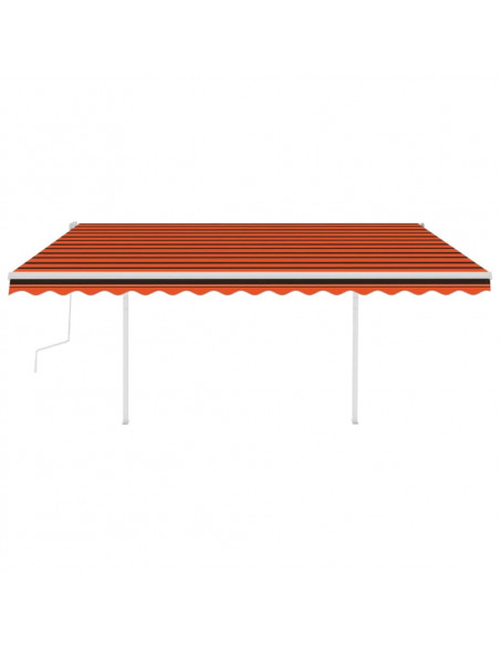 Tenda da Sole Retrattile Manuale LED 4,5x3 m Arancione Marrone