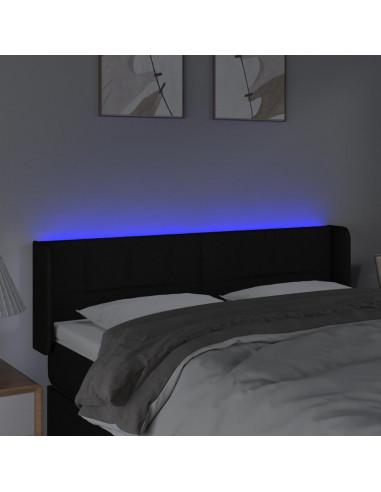 Testiera a LED Nera 147x16x78/88 cm in Tessuto