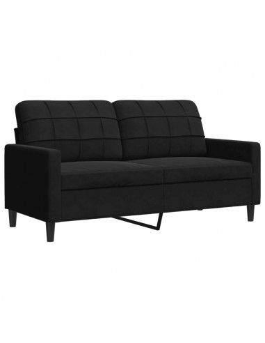 Set di Divani 3 pz con Cuscini Nero in Velluto