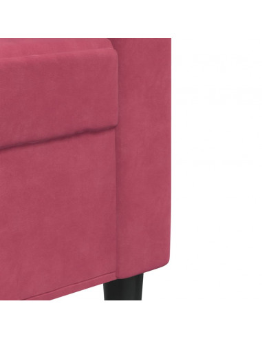 Set di Divani 4 pz con Cuscini Rosso Vino in Velluto