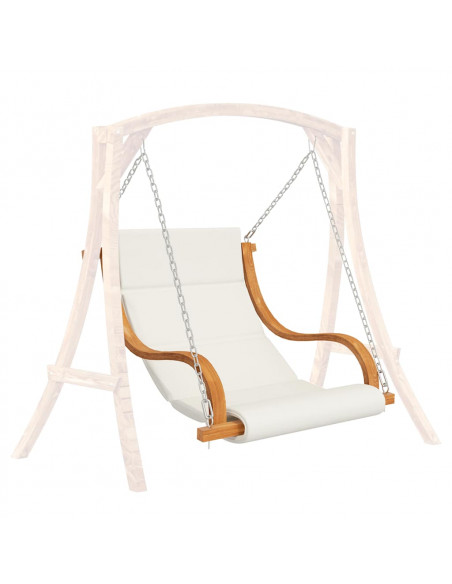 Sedia a Dondolo con Cuscino Crema Legno Curvato Finitura Teak
