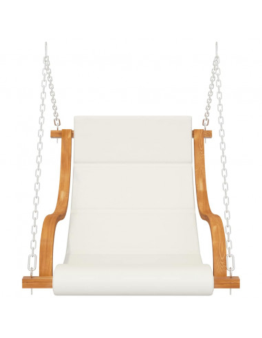 Sedia a Dondolo con Cuscino Crema Legno Curvato Finitura Teak