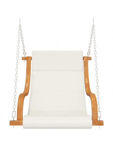 Sedia a Dondolo con Cuscino Crema Legno Curvato Finitura Teak