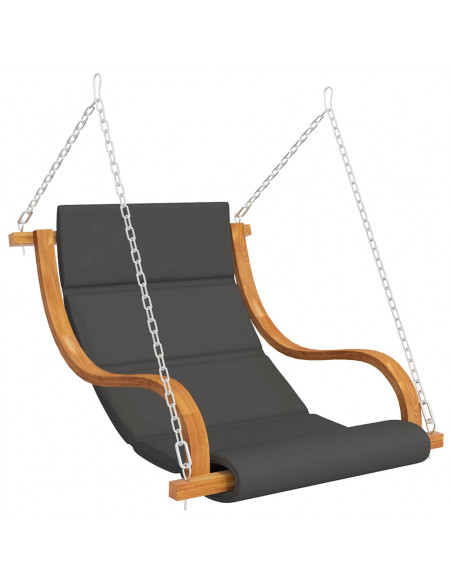 Sedia a Dondolo con Cuscino in Legno Curvato Finitura in Teak