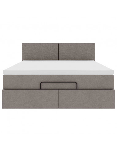 Pouf Letto con Materasso Tortora 140x190 cm in Tessuto