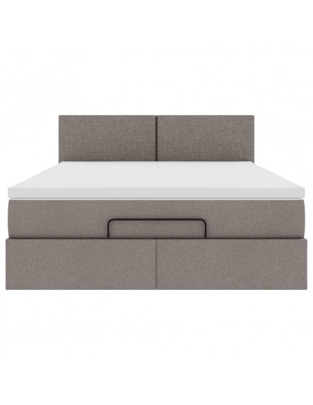 Pouf Letto con Materasso Tortora 140x190 cm in Tessuto