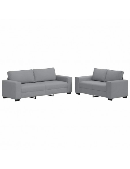 Set di Divani 2 pz con Cuscini Grigio Chiaro in Tessuto