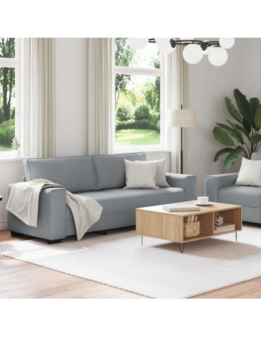 Set di Divani 2 pz con Cuscini Grigio Chiaro in Tessuto