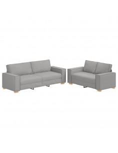 Set di Divani 2 pz con Cuscini Grigio Nuvola in Tessuto 2