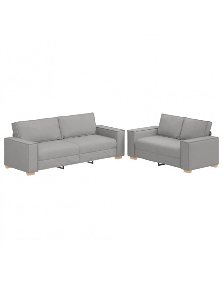 Set di Divani 2 pz con Cuscini Grigio Nuvola in Tessuto