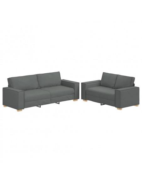 Set di Divani 2 pz con Cuscini Grigio Scuro in Tessuto