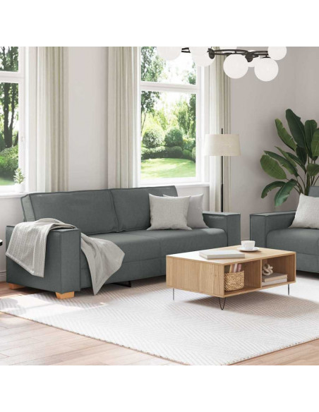 Set di Divani 2 pz con Cuscini Grigio Scuro in Tessuto
