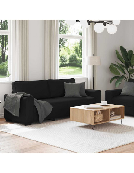 Set di Divani 2 pz con Cuscini Nero in Tessuto