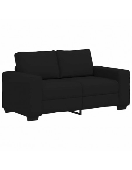 Set di Divani 2 pz con Cuscini Nero in Tessuto