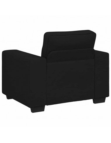 Set di Divani 3 pz con Cuscini Nero in Tessuto