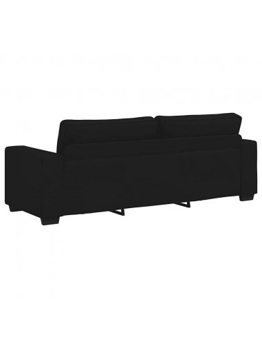 Set di Divani 3 pz con Cuscini Nero in Tessuto
