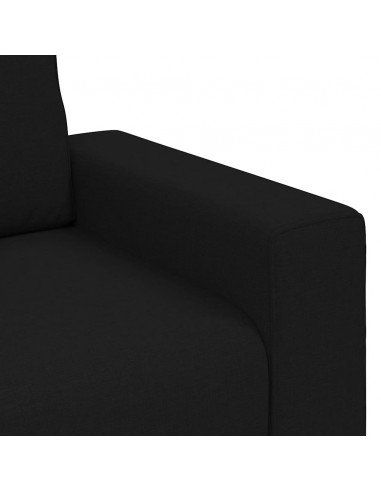 Set di Divani 3 pz con Cuscini Nero in Tessuto