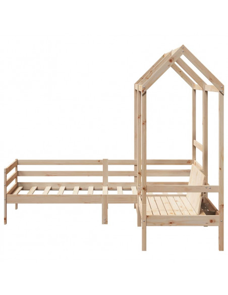 Set Dormeuse e Panca con Tetto 80x200cm Legno Massello di Pino