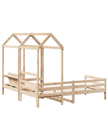Set Dormeuse e Panca con Tetto 80x200cm Legno Massello di Pino
