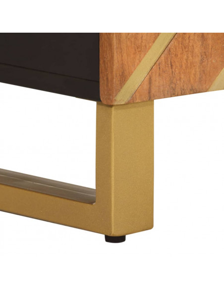 Set Mobili da Bagno 2pz Marrone e Nero Legno Massello di Mango