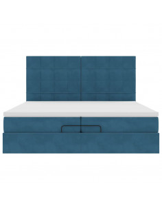 Struttura Letto Pouf con Materassi 200x200 cm Velluto 2