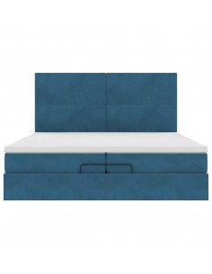 Struttura Letto Pouf con Materassi 200x200 cm Velluto 2