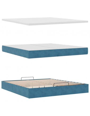 Struttura Letto Pouf con Materassi 200x200 cm Velluto