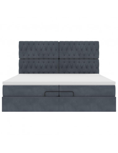 Struttura Letto Pouf con Materassi 200x200 cm Velluto