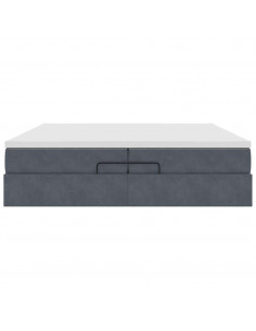 Struttura Letto Pouf con Materassi 200x200 cm Velluto 2