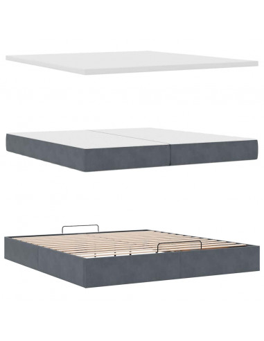 Struttura Letto Pouf con Materassi 200x200 cm Velluto