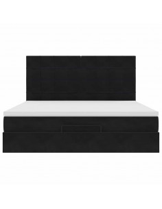 Struttura Letto Pouf con Materassi Nero 180x200 cm in Velluto 2