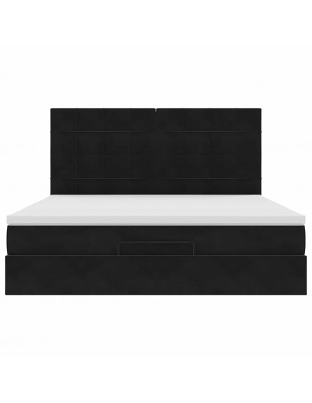 Struttura Letto Pouf con Materassi Nero 180x200 cm in Velluto