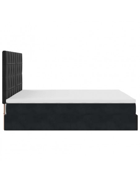 Struttura Letto Pouf con Materassi Nero 180x200 cm in Velluto