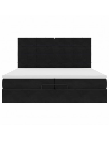 Struttura Letto Pouf con Materassi Nero 200x200 cm Velluto