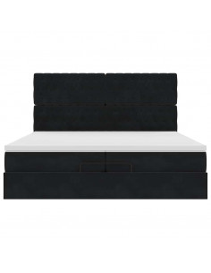 Struttura Letto Pouf con Materassi Nero 200x200 cm Velluto 2