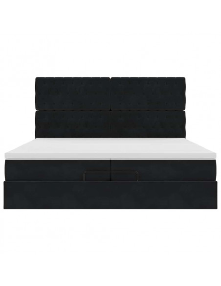 Struttura Letto Pouf con Materassi Nero 200x200 cm Velluto