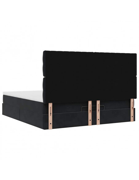 Struttura Letto Pouf con Materassi Nero 200x200 cm Velluto