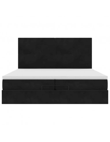 Struttura Letto Pouf con Materassi Nero 200x200 cm Velluto